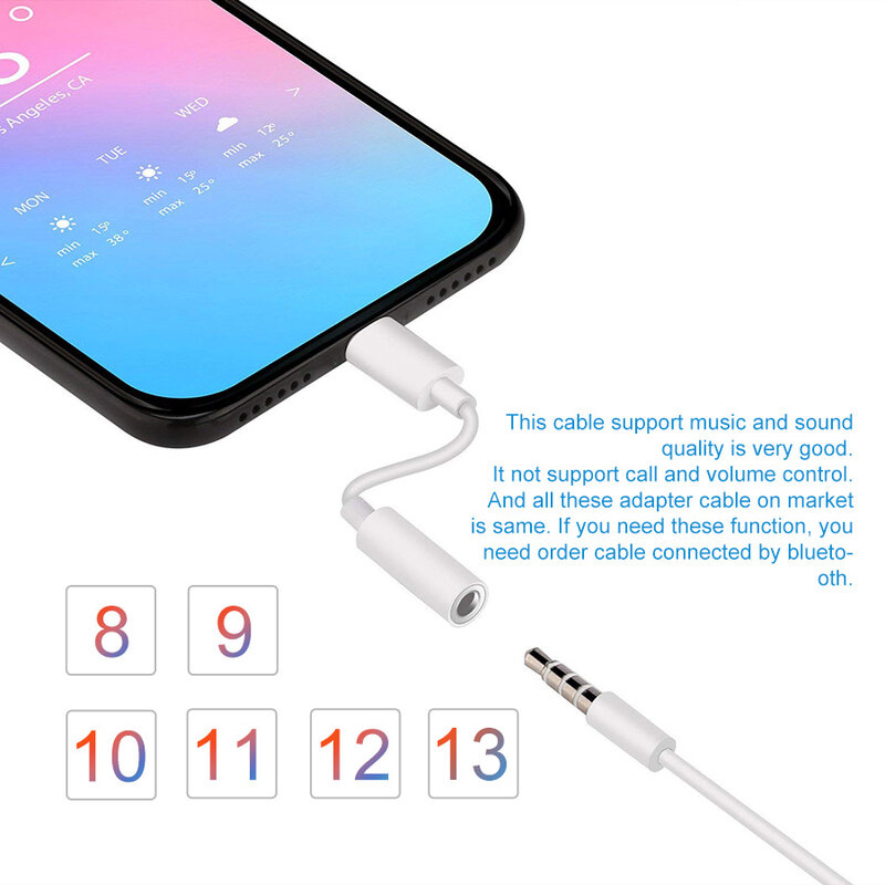 IOS 11 12 13 Headphone Adapter For iPhone 7 6 8 11 X Earphone AUX Adaptador For Lightning To 3.5mm Female Male Charger Adapter