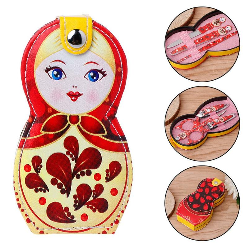 6 pièces étui de nettoyage manucure professionnel tondeuse à cuticules pédicure poupées russes