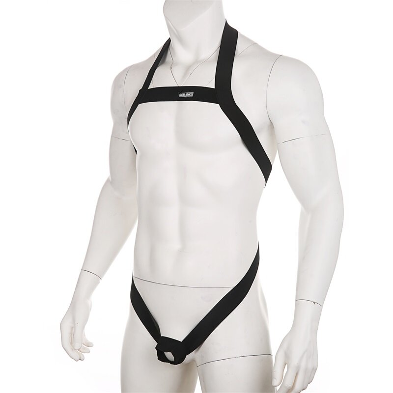 CLEVER-MENMODE Lingerie maschile Halter Harness Hollow Out Men Elastic Chest Strap body Muscle Arnes Hombre pene O Ring Costume