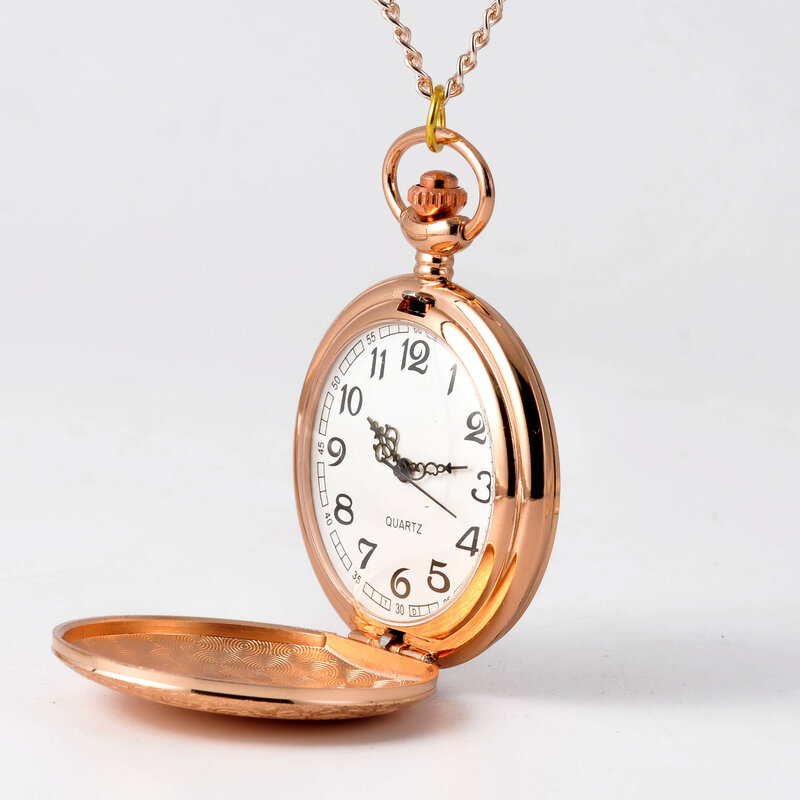Reloj de bolsillo grande con flor de oro rosa tallada, exquisito reloj de bolsillo de Palacio, 8840