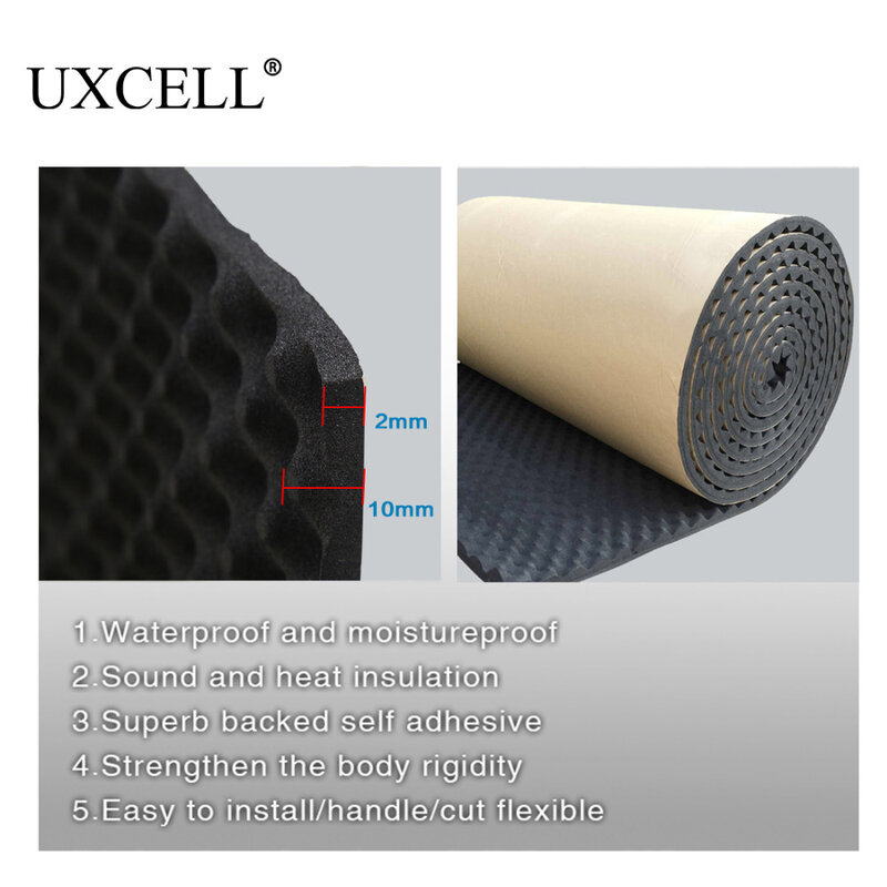 Uxcell-防音断熱マット、ノイズ・耐熱シールド、自動車用デッドニングフォーム、綿200x50cm、100 cm x 50cm