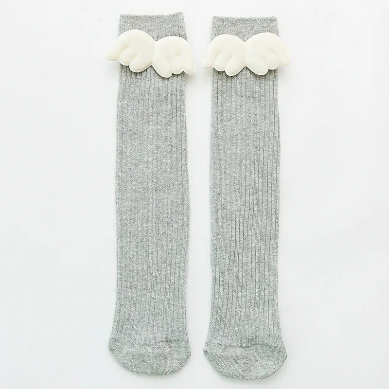 Calcetines largos y suaves de algodón para niños, medias hasta la rodilla, de ala de Ángel, sólidos, para niños de 2 a 8 años
