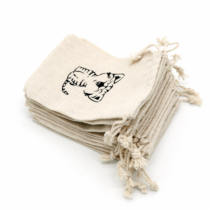 Saco de empacotamento de algodão de cordão de impressão clássica de 5 pces 13x18cm resuable algodão tecido jóias embalagem presente sacos logotipo personalizado