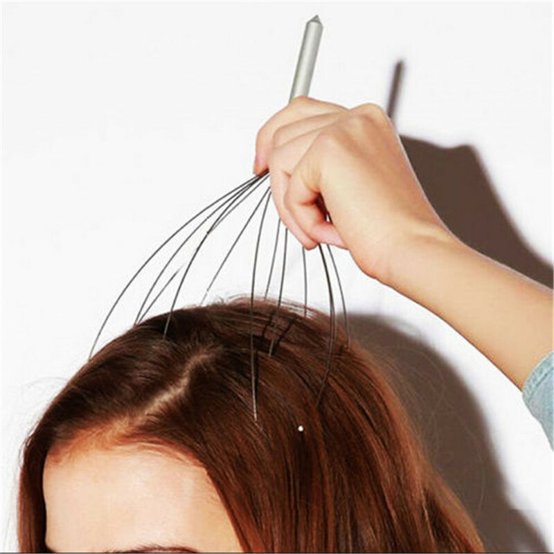 Cabeça massageador couro cabeludo handheld cabeça massager scratcher couro cabeludo massageador reliever pescoço estresse e cabeça médico aço bola ferramentas