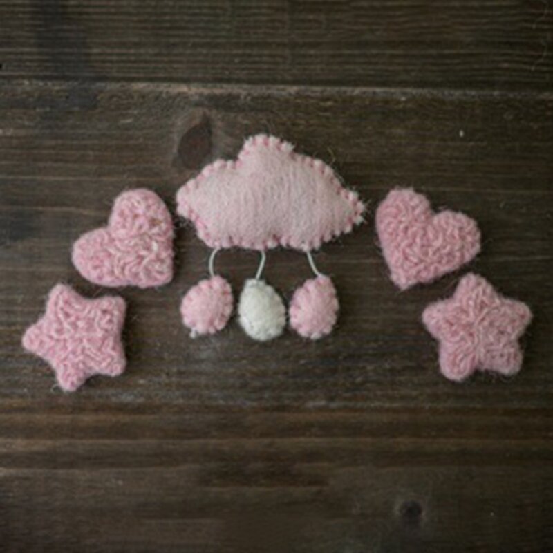 3/5 pçs diy artesanal bebê lã feltro nuvens estrelas amor ornamentos decorações de festa em casa recém-nascidos fotografia adereços