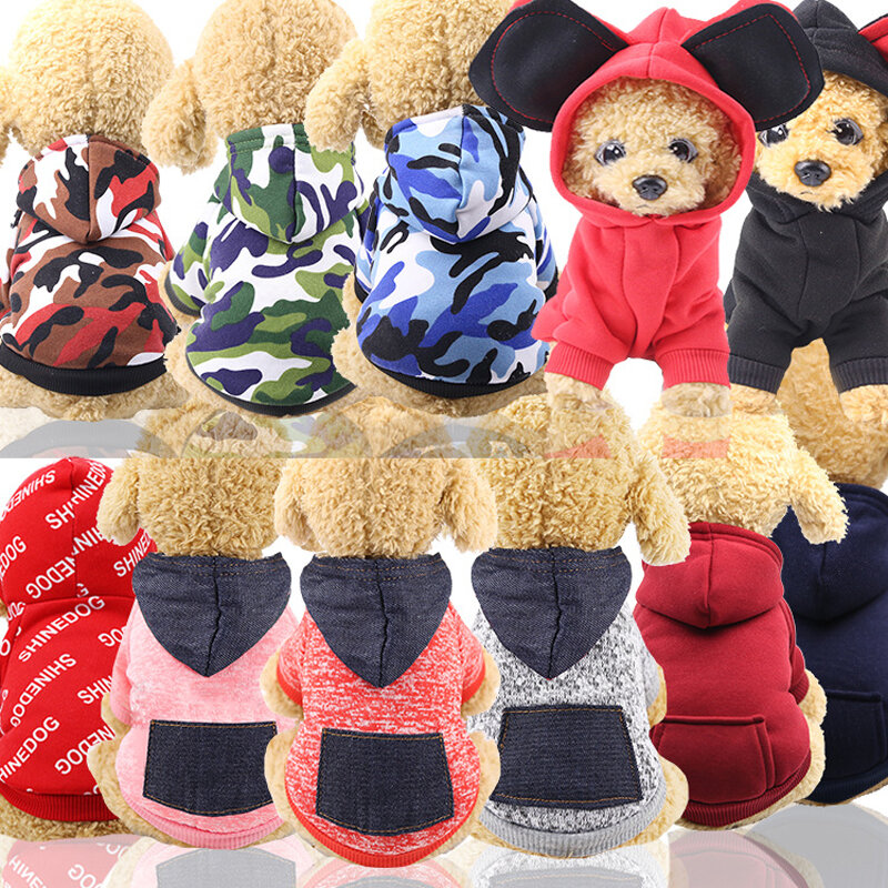 Winter Warm Pet Dog Clothes Soft Cotton Four-legs Hoodies Outfit For Small Dogs  Teddy Clothing Puppy Coat