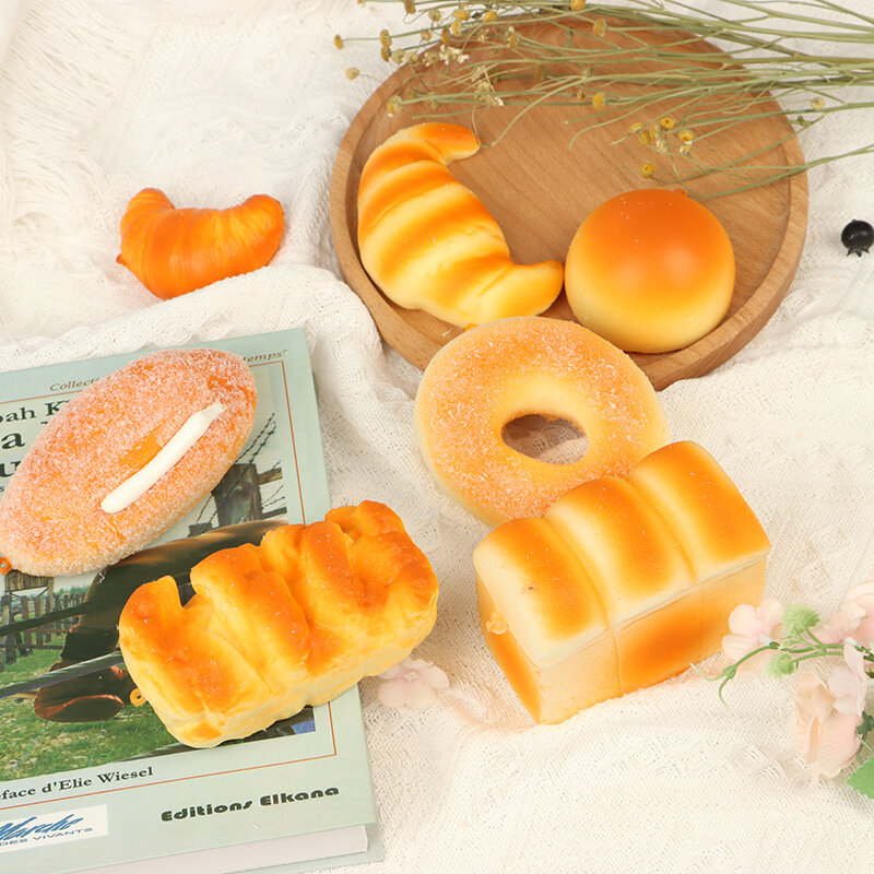 귀여운 음식 크리에이티브 시뮬레이션 빵 토스트 도넛 1 개, 느린 상승 스트레스 해소 장난감 스푸핑 놀리는 사람들 데스크탑 장식
