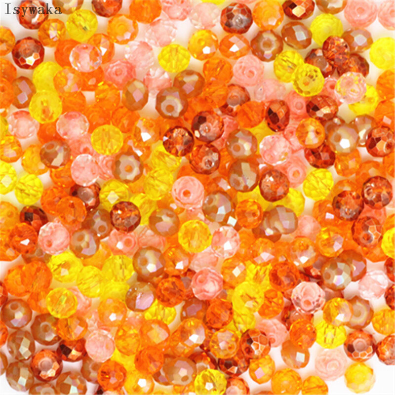 Isywaka-Perles rondes multicolores en verre cristal pour bijoux de bureau, rose, 4x6mm, 50 pièces