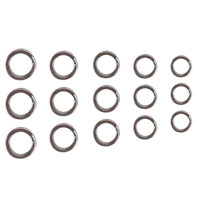Juego de anillos divididos de Pesca, conectores de doble bucle de acero inoxidable, 5 tamaños, 5/6/7/8/9mm, piezas de herramientas para Pesca Iscas, 200 unids/set