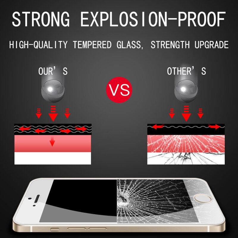 9h vidro temperado filme protetor de tela para iphone, à prova de explosão, para 5, 5 s, 5c