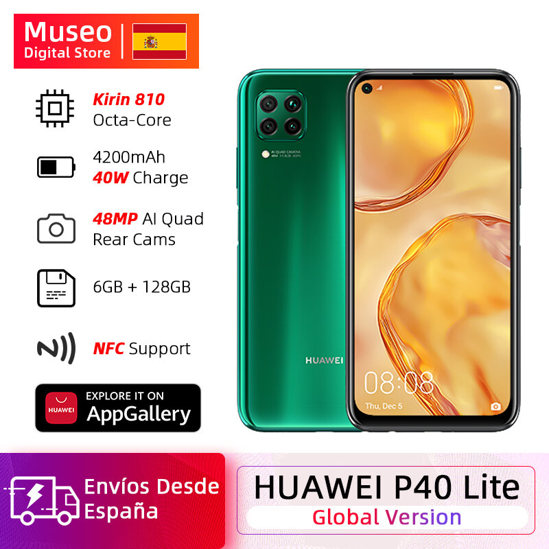 Global Huawei P40 Lite 6GB 128GB Kirin 810 Smartphone 48MP AI Triple cámaras 16MP cámara frontal 6,4 "FHD pantalla EMUI 10