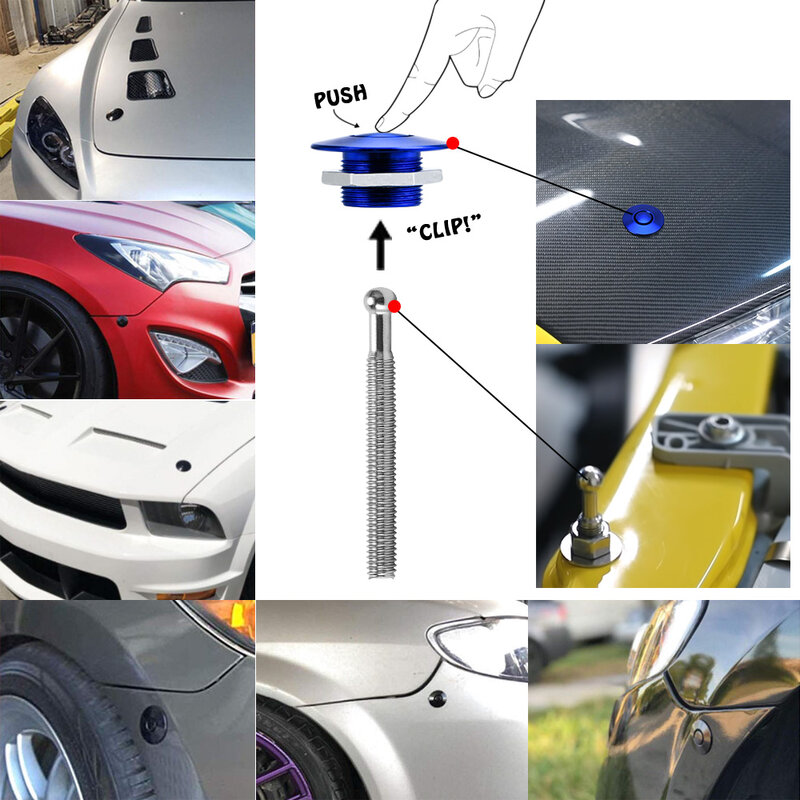 VR - 1.25 "Universal JDM Stil Push-Taste Billet Haube Pins Lock Clip Kit Auto Schnell Pins Für BMW ect VR-HPL04/05