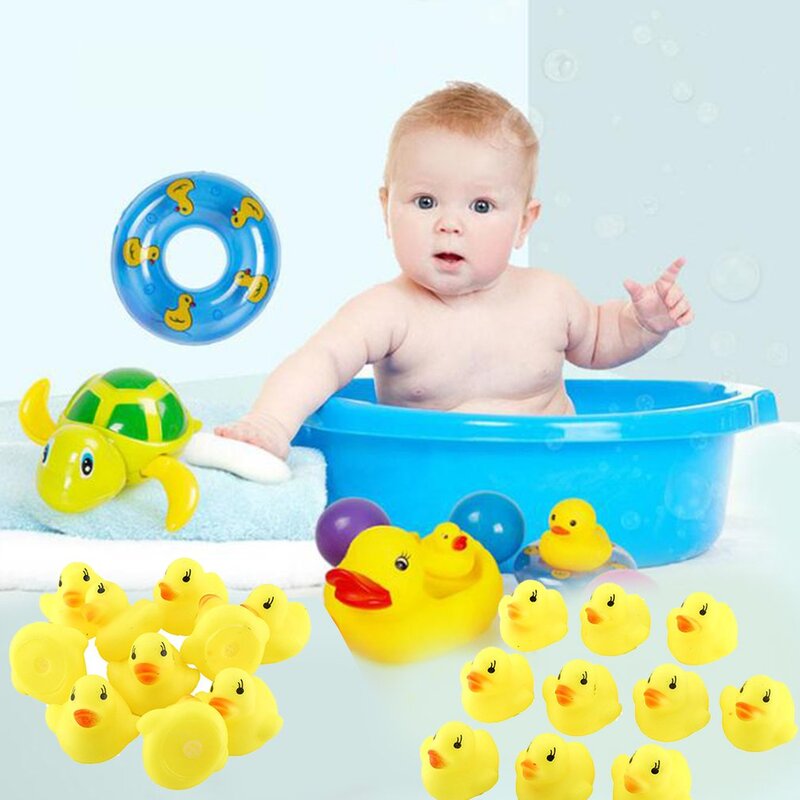 10 buah/lot mainan mandi bayi laki-laki perempuan baru lahir bebek karet melengking mini permainan menyenangkan air bermain untuk anak-anak