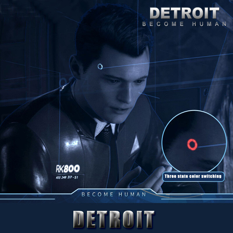 Detroit: Become Human Cosplay Connor RK800 Wireless Temple LED Light Kara State Scintillation Lamp Ring Circle Head LED Props