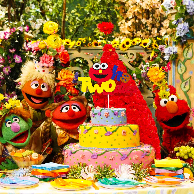 Sesame 2nd Happy Birthday Cake Topper Elmo Theme Cartoon Dessert Decor Monster Party Supplies Decoration for Children Adults
