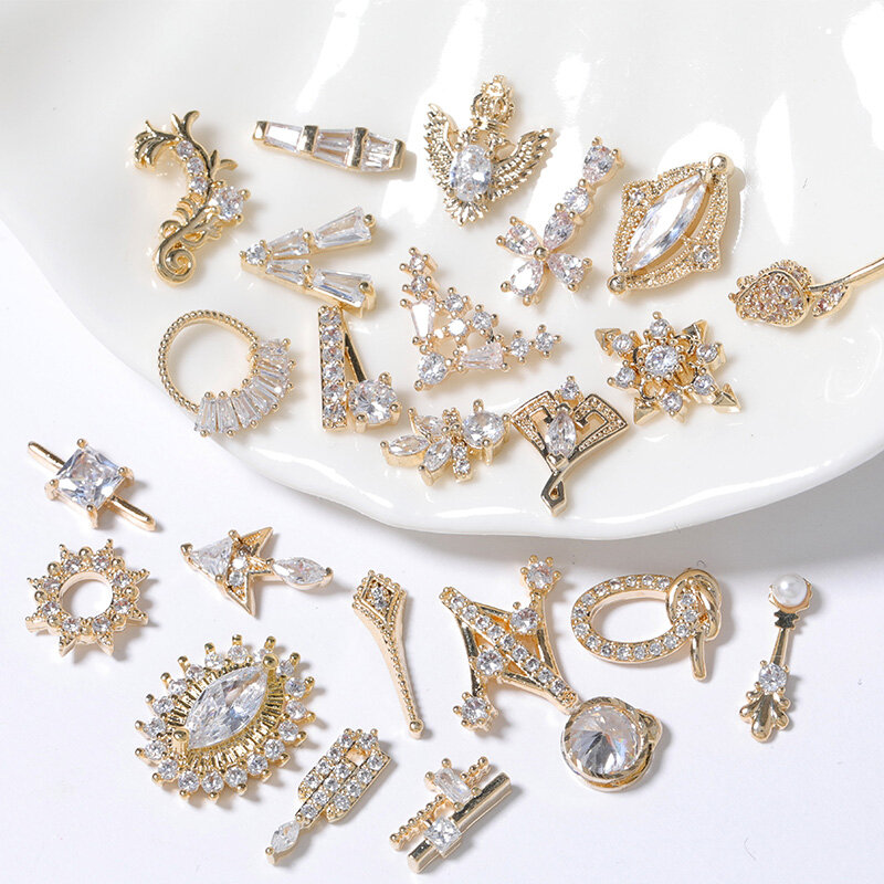 HNIUX-Colgante de perlas de lujo para decoración de uñas, amuleto de diamantes de manicura de Metal 3D, 2 piezas
