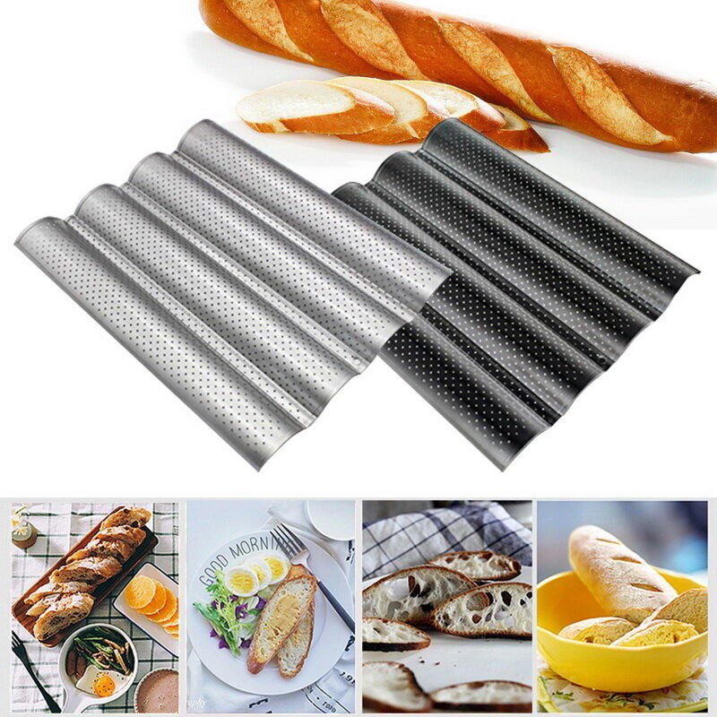 Molde para hornear pan francés, bandeja para hornear con ondas antiadherente para Baguette pastel, utensilios para hornear pan, 2/3/4 ondas de ranura, 1 Uds.
