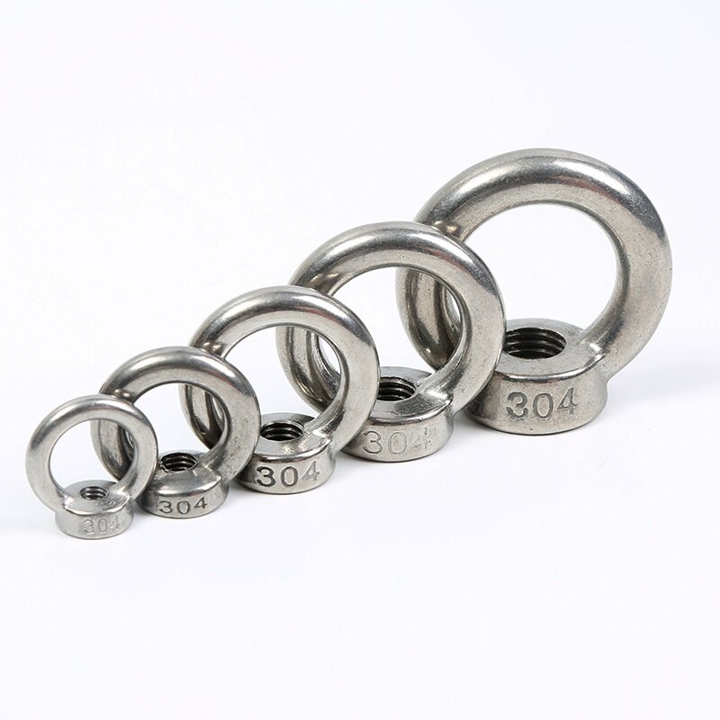 1-2PCS Lifting eye nuts/screw Ring eyebolt Ring hooking nut screws M3 M4 M5 M6 M8 M10 M12 304 Stainless steel