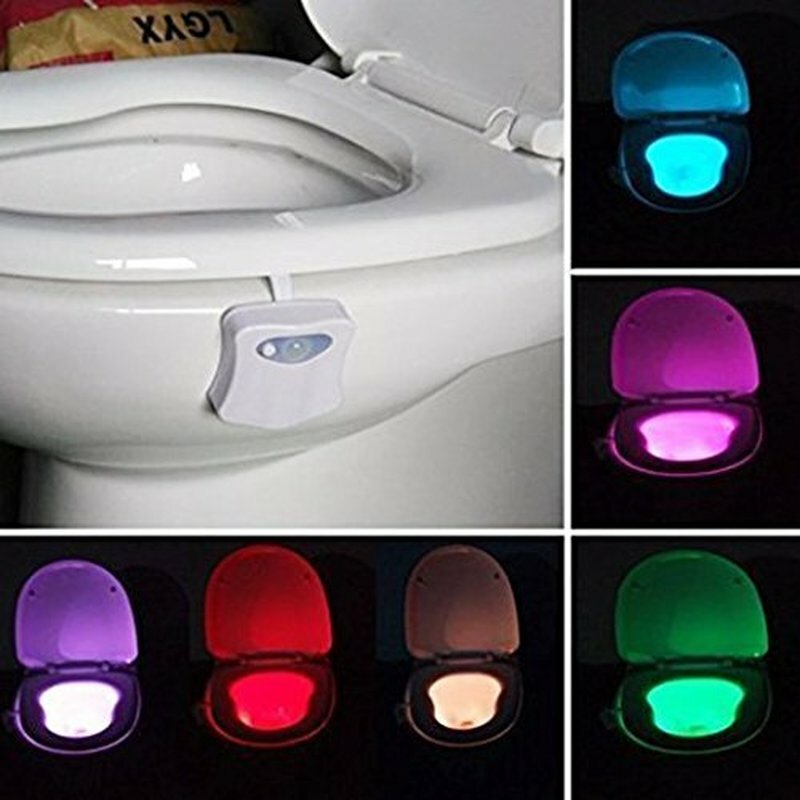 1 Uds. Luz LED para el baño, lámpara de inodoro, Sensor de movimiento PIR, Sensor de asiento activado inteligente, lámpara nocturna automática impermeable