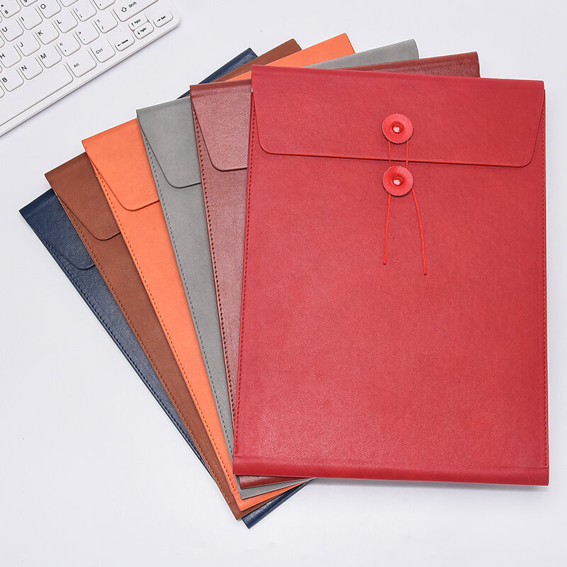 Fashion Office A4 Organizer per documenti borsa per documenti pulsante File borsa per documenti borsa per File in pelle PU impermeabile