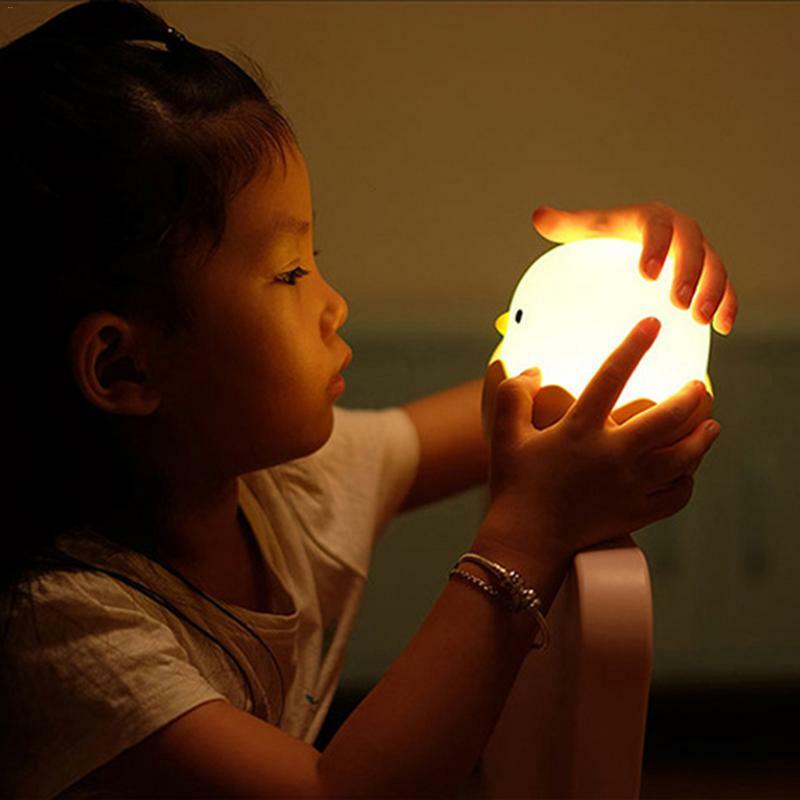 실리콘 치킨 에그 터치 센서 LED 야간 조명, 어린이 아기 키즈 USB 충전 로맨틱 분위기 야간 램프