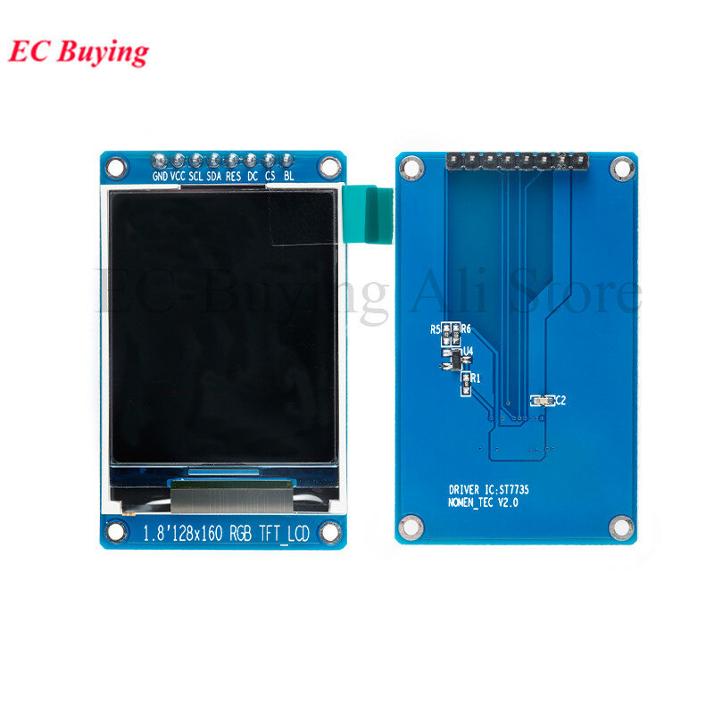 1.8 "1.8 inci 128x160 SPI layar LED LCD TFT warna penuh modul 128*160 ST7735S 3.3V konektor daya OLED pengganti UNTUK Arduino