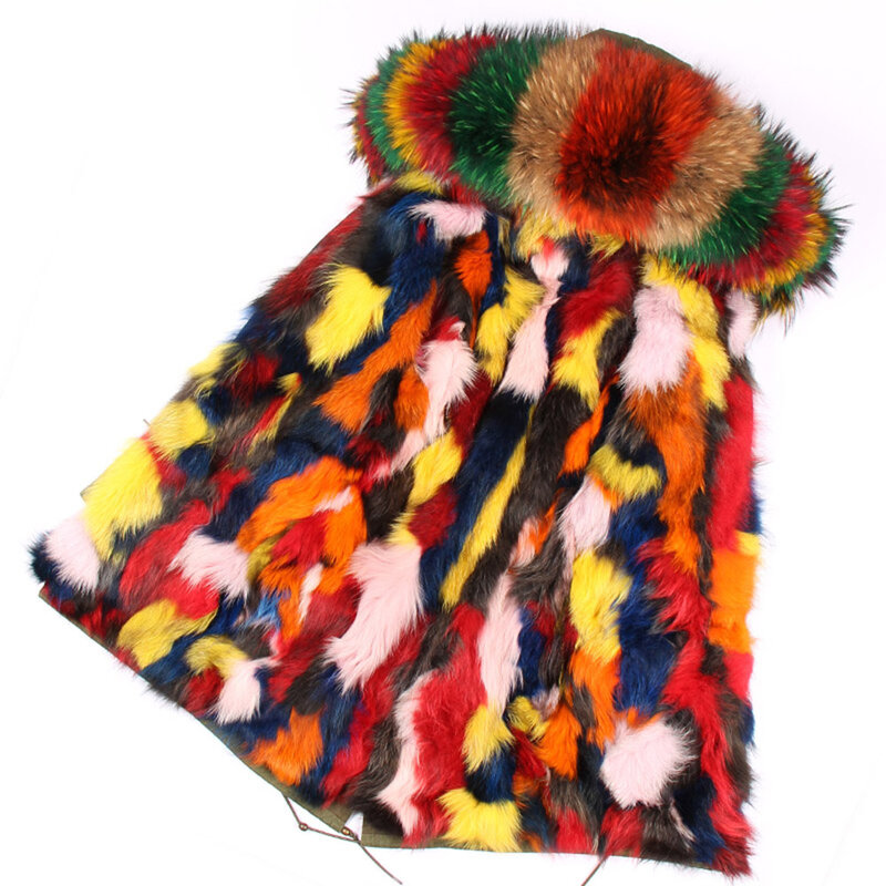 MAOMAOKONG-Casaco Natural Real Fox Fur para mulheres, Parkas com capuz quente, casaco de inverno, nova Mulher