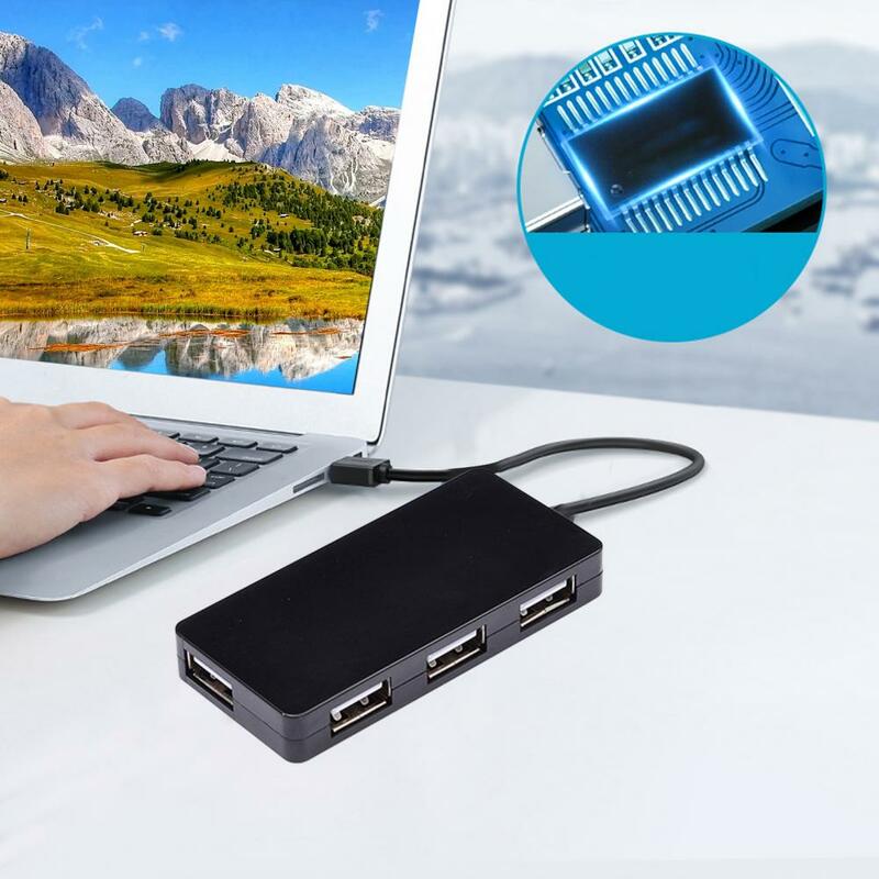 Concentrador de Cable USB 2,0 portátil, 4 puertos, 480Mbps, divisor para lector de tarjetas