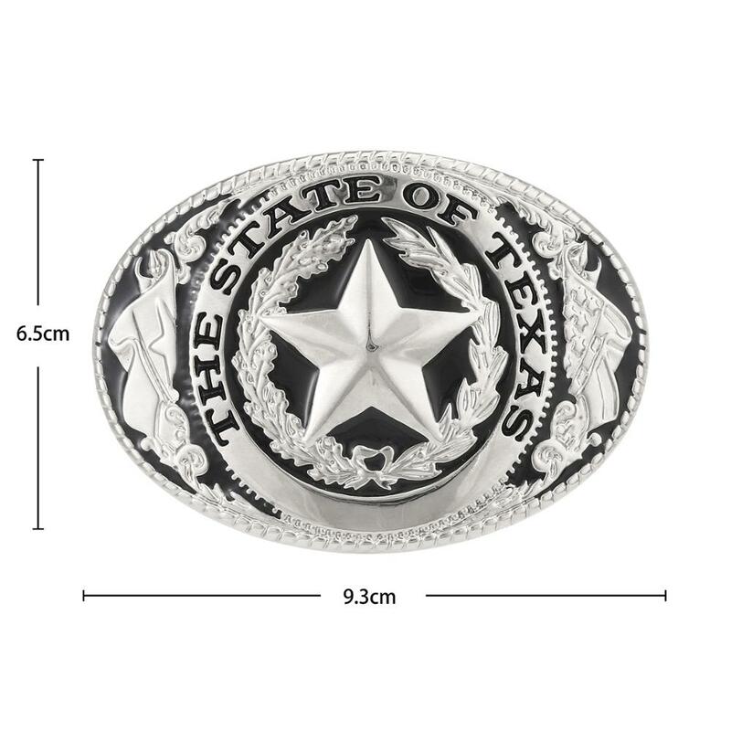 Silver retro western cowboy five-star belt buckle, suitable for 4CM wide belt men's jeans accessories