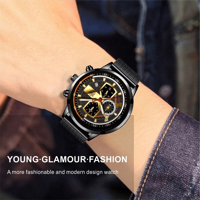 Luxus Mann Uhren Edelstahl Analog Quarz Casual Kalender Leuchtende Uhr Mode-Business Männer Armbanduhr montre homme
