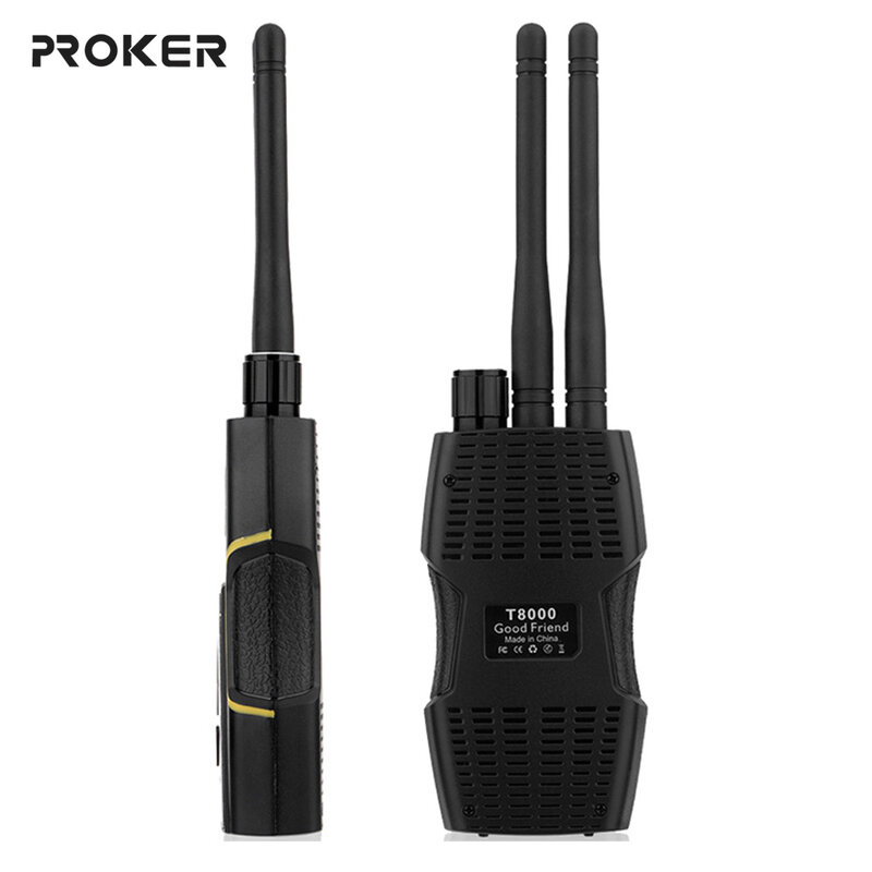 Proker T8000 الأمن RF علة مكافحة صريح كاميرا مستكشف إشارة تردد الماسح الضوئي لتحديد المواقع اللاسلكية المقتفي GSM كاشف مايكرو Wave