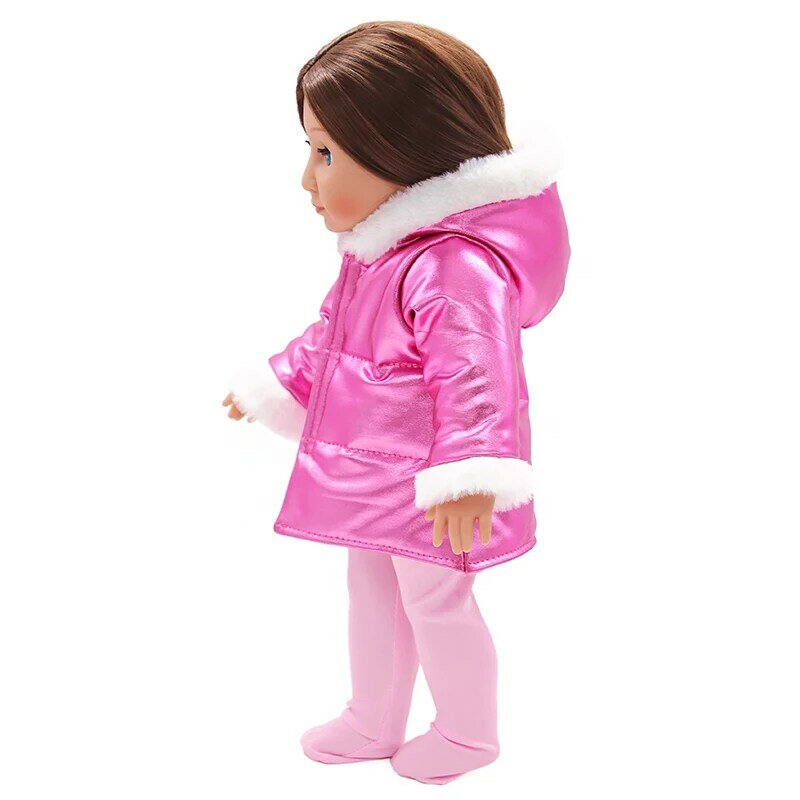 Winter Cotton Doll Clothes For 43cm New Baby Doll Cute Hoodie With Plush Suit Clothes For 18 inch Ameican Our generation Dolls