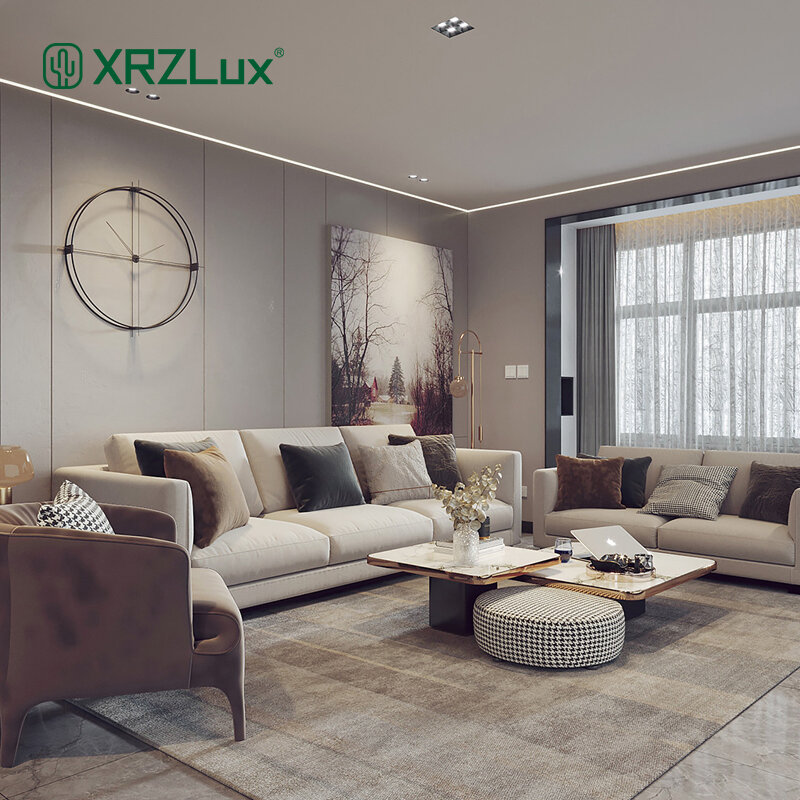 XRZLux-Perfil de aluminio con cubierta, tira LED empotrada para techo, paneles de yeso, canales, decoración de pared, barra de luz Led dura, 6,5 W/m