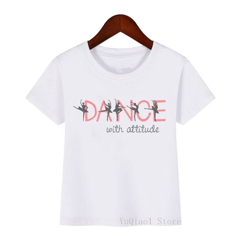Camisetas de manga corta para niña, ropa informal Kawaii, con estampado de I Love Dance, Harajuku, de verano