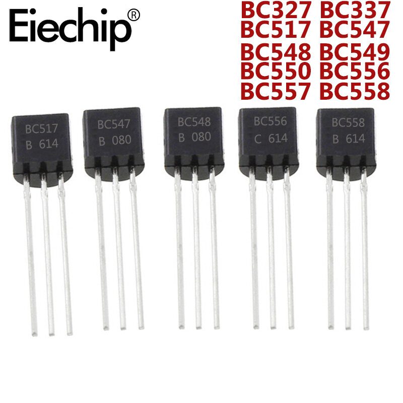 Transistor PNP, novo, BC327, BC337, BC517, BC547, BC548, BC549, BC550, BC556, BC557, BC558, TO-92, 50 PCes