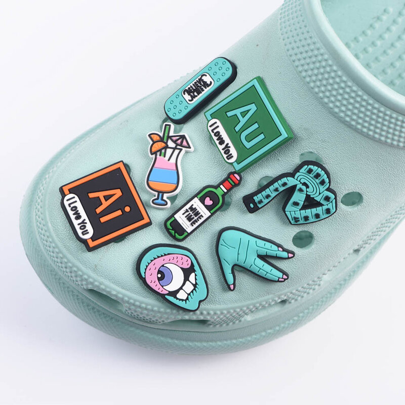 1 Pcs Music Croc Shoes Charms Camera Ticket Coffee Shoe Charm Accessories Cartoon Clog Shoes Musical Record Decoration Power Off