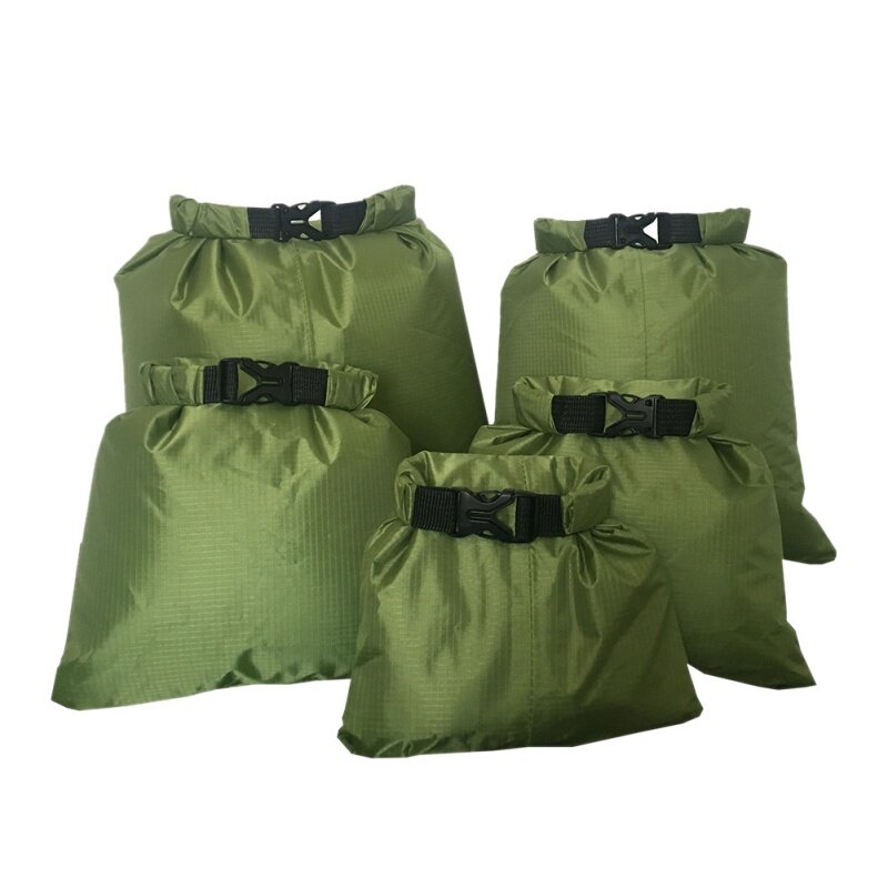 5pcs Outdoor Waterproof Swimming Dry Bag Beach Buckled Storage Sack Camping Drifting Snorkeling Bags With Adjustable Strap Hook