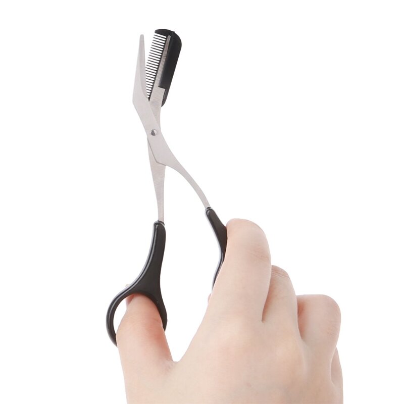 ผู้หญิง Eyebrow Trimmer กรรไกรหวี Eyelash กำจัดขน Grooming เครื่องตัด Shaping A0NC