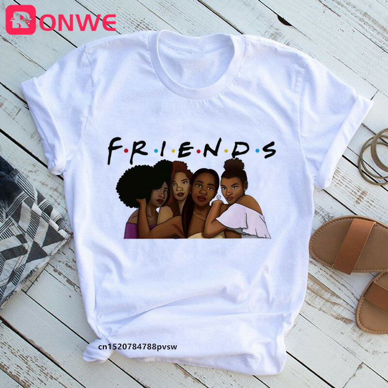 T-shirt imprimé drôle blanc africain pour femmes, belle fille, reine noire, Jules Harajuku, vêtements des années 90, drop sunshine