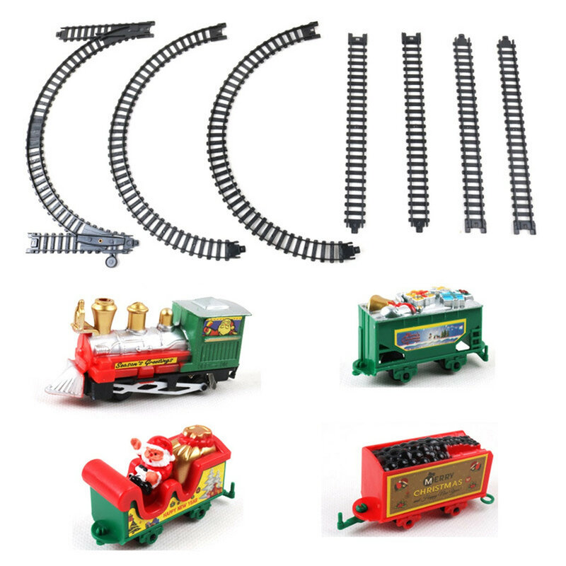 リアルな電気列車セット,レール車の組み立て,鉄道輸送,建物のおもちゃ,創造的な木,クリスマスの装飾,新しいコレクション