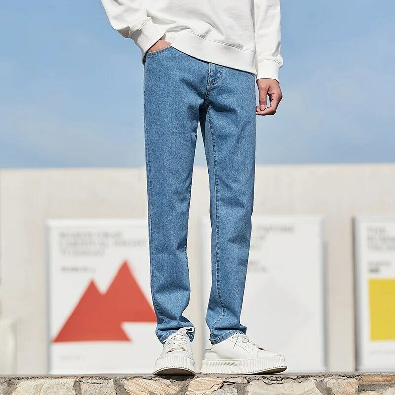 Semir Jeans Mannen Lente Slanke Voeten Man Denim Broek Koreaanse Stijl Trendy Stretch Broek Blauw Trend Merk