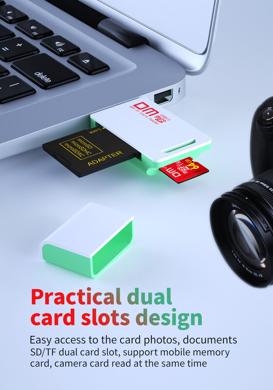 Dm-dual card reader cr019 para cartão sd e tf