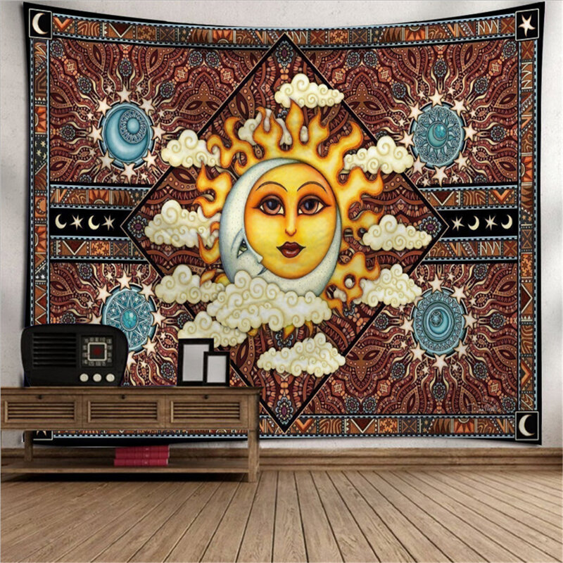 100% poliester Retro słońce gobelin dormitorium gobelin dekoracja pokoju dekoracja do domu do sypialni ozdoby