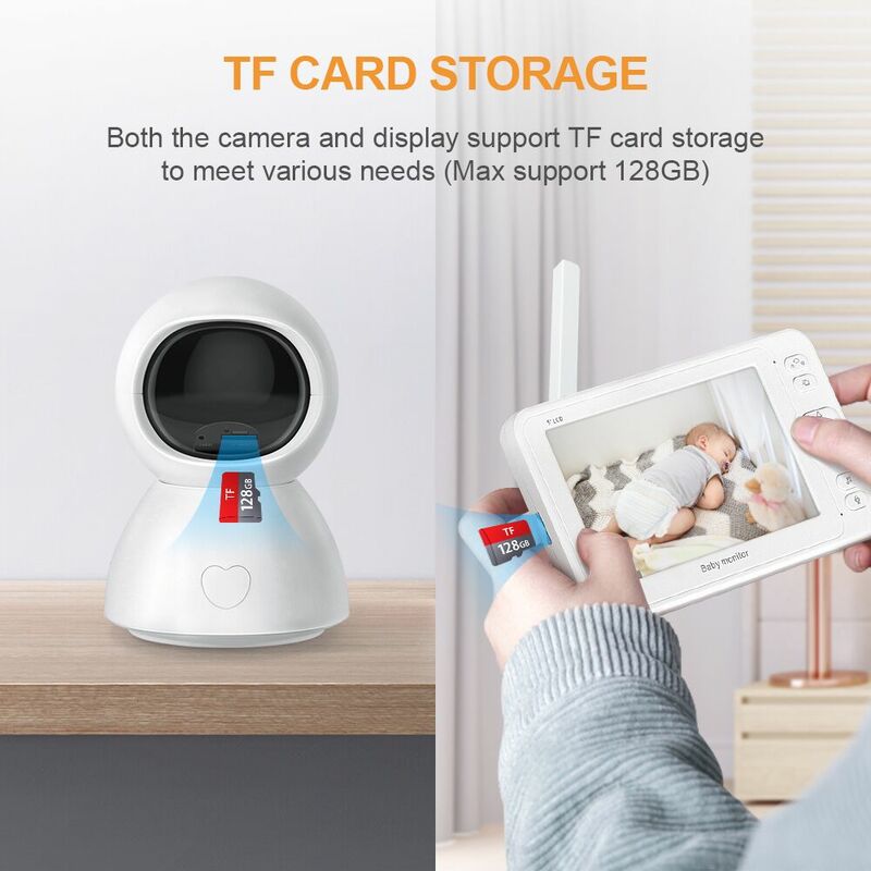 To Baby Monitor 2MP HD Night Vision Two-Way Talk 5 Inch Nanny Video Camera 8 Lullabies Recording & Playbacking With SD Card
