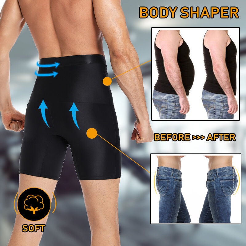 Männer Bauch-steuer Shapewear Shorts Hohe Taille Abnehmen Body Shaper Taille Trainer Gürtel Compression Unterwäsche Boxer Kurze