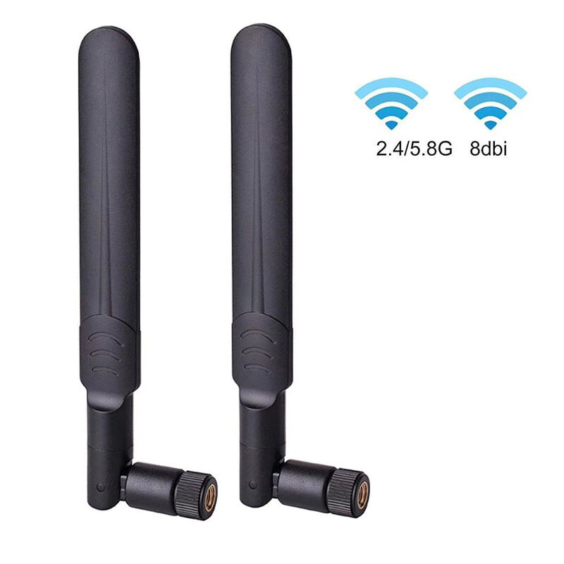 2pcs 2.4g/5.8g dual band antenna 6dbi omnidirectional high gain wireless WiFi router feather s foldable glue stick SMA antenna