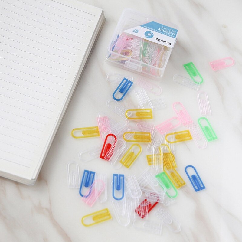 60pcs / Set Of Colorful Paper Clips Paper Clips Notes Clips Children'S Student Stationery School Office Supplies