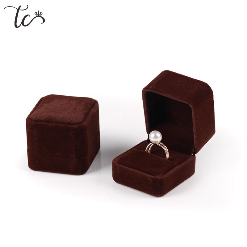 Caja de anillos de terciopelo, organizador de joyas y embalaje, contenedor de baratijas, caja de regalo de compromiso