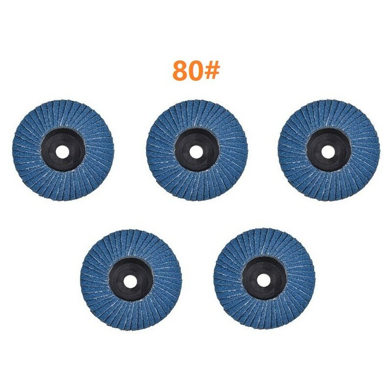 5 pçs 3 Polegada discos de aba plana 75mm disco de lixamento 40 #, 60 #, 80 #, 120 # rodas de moagem disco de polimento para ferramenta abrasiva moedor de ângulo