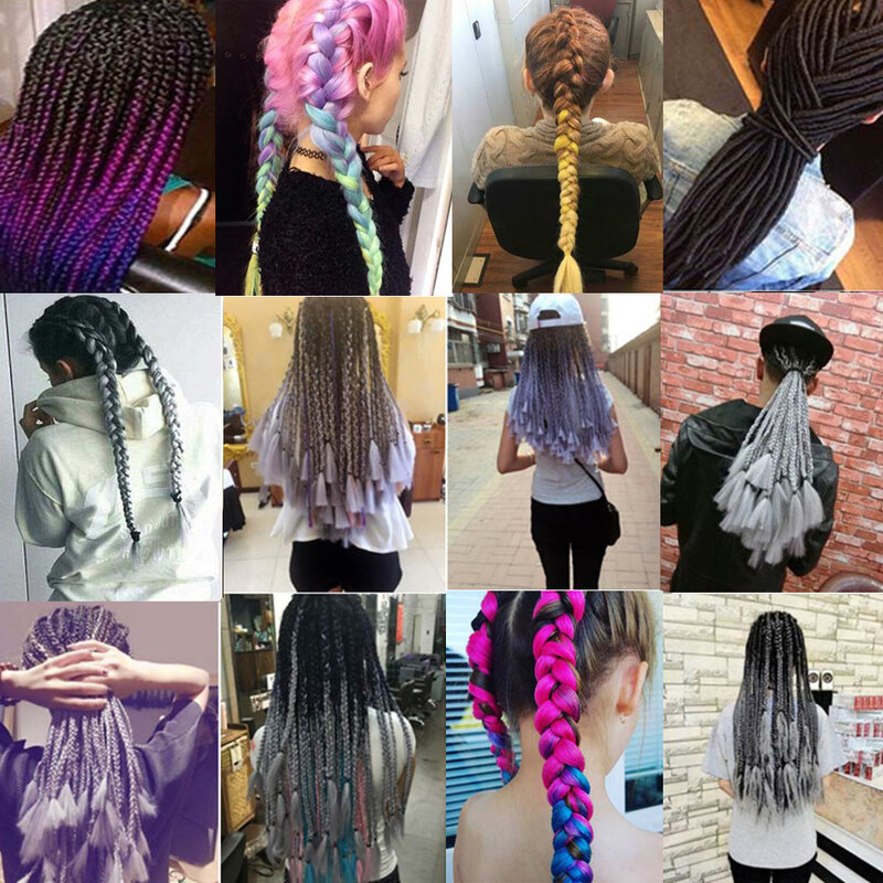 24 Inch 105 Color Jumbo Braiding Hair Braids Extensions Wholesale Fake Hair Box Twist Pre Stretched Synthetic Hair Crochet Braid